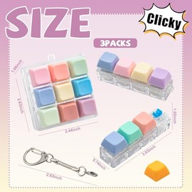 Paquete de 3 llaveros con teclado, teclado de clicky, alivio del estrés, mini botón, teclado, dedo, juguete sensorial de clicker para adultos, aumenta