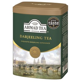 Ahmad Tea Black Tea, Darjeeling Tea Loose Leaf, Metal Tin, 100g - Caffeinated and Sugar-Free