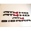 GMC 4PCS Gloss Black Red AT4 HD Emblems Sierra Letters