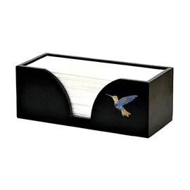 Countertop Multifold Paper Towel Holder with Blue Hummingbird in Black Bamboo - for Multifold, Trifold & Z Fold Hand Napkins Folded Size 9.7" x 3.7" Or Smaller (Blue Hummingbird)