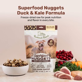 BADLANDS RANCH Superfood Nuggets- Premium, Freeze-Dried raw Dog Food Topper or Treat. Powerful Nutrient-Dense Ingredients. No Artificial additives. Duck and Kale Formula 8oz - 4pk Bundle