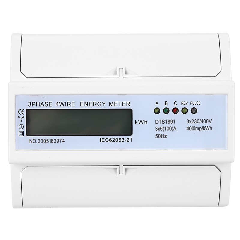 Rail Energy Meter 3Phase 4Wire 7P LCD Down‑in Down‑out Portable