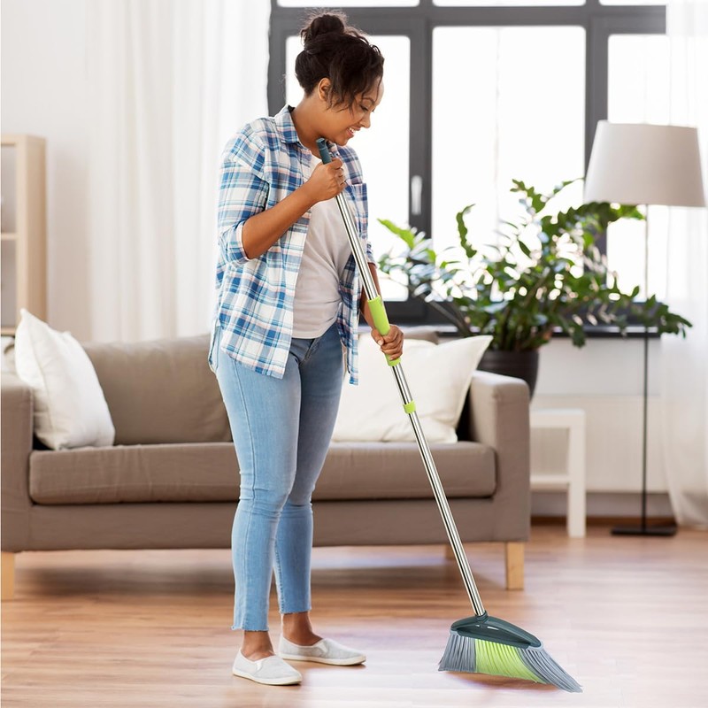 Pine-Sol Indoor Jumbo Broom with Long, Stainless Steel Collapsible Handle
