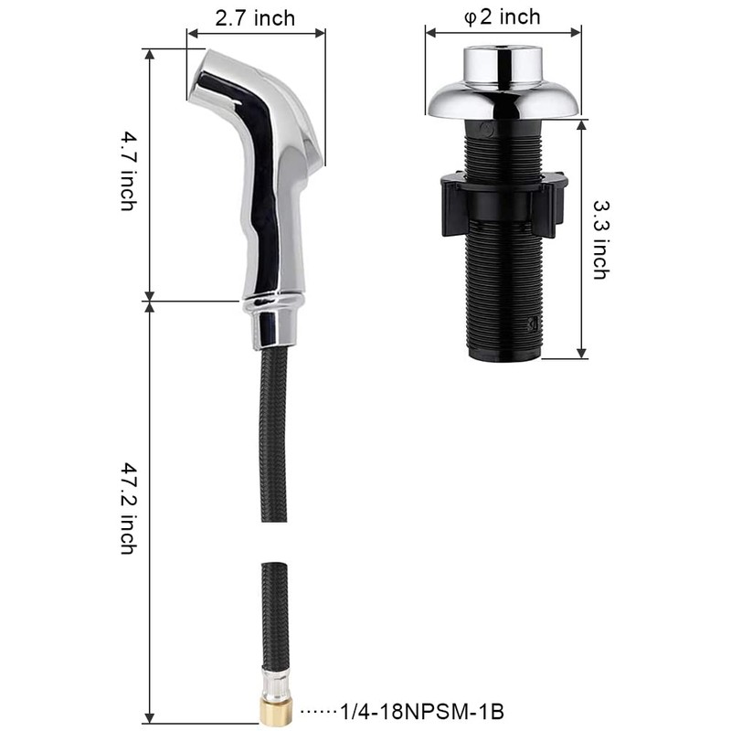 Sink Sprayer Replacement, Kitchen Sink Spray Head, Side Sprayer with