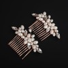 BERYUAN Rose Gold Rhinestone Pearls Wedding Hair Comb Pearls Bridal