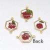 6PCS Gold Tone Queen Anne's Lace Flower Resin Hexagon Charm