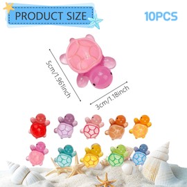 LUMOOM Pack of 10 Luminous Mini Turtles Resin Figures, 4.6 cm Night Light Turtles, Glowing Sea Animals, DIY Decoration for Garden, Aquarium and Landscaping (Colour)
