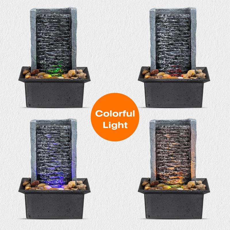 Tabletop Fountain Indoor Waterfall Rock Fountain LED-Lights Water Feature Waterfall