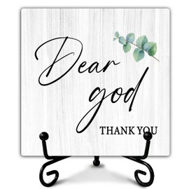 Christian Home Wooden Sign Decor Dear God Thank You Bible Verses Religious Gifts for Women Men Christian Desk Decoration for Office Home Shelf Prayer Room Table Centerpiece Wood Sign Plaque - A42