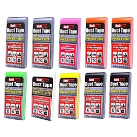 RediTape Travel Size Pocket Duct Tape 10-Pack | 1.88 inches x 5 Yards per Flat Pack (10-Pack, Rainbow Assortment)
