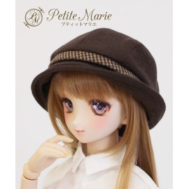 Petite Marie 1/3 DD MDD Compatible (DDH-01 - 10 Compatible) Wool Material Crochet Hat Hat Brown Beige Brown Houndstooth Piping 9-10 Inches 23.6 inches (60 cm) Doll 15.7 inches (40 cm) Doll Clothes