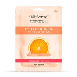 Skin Sense - Mascarilla Facial de Tela Biodegradable Coreana (1 Piezas) | Hecho en Corea | Ecológicas y Naturales - Innovadora Tecnología de Corea con Vitamina C