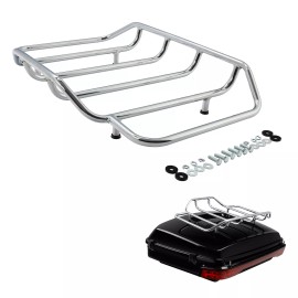 TCMT Chrome Trunk Luggage Top Rack Fit For Harley Tour Pak Touring Road Street Glide