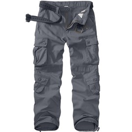 Men's BDU Casual Military Pants, Tactical Wild Army Combat ACU Rip Stop Camo Cargo Work Pants Trousers with 8 Pockets #7533 Dark Grey 30