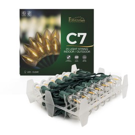 Formosa Lights C7 25ft Indoor/Outdoor Clear LED Christmas String Lights/Patio Lights with 25 Bulbs | 120V, 0.6W