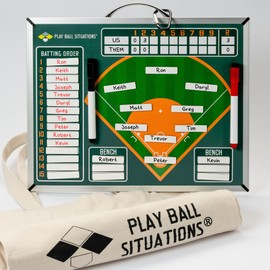 Play Ball Situations - Magnetic Baseball Lineup Board for Dugout - Won’t Warp or Crack, Magnets Always Hold - Dry Erase Softball Lineup Board - Durable 2-Sided Baseball Clipboard for Coaches