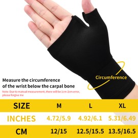 1 Pair Wrist Brace Thumb Support Sports Wrist Bandages for Left Right Elastic Wrap Band with Compression for Carpal Tunnel Syndrome Fitness Men Women Black (M)