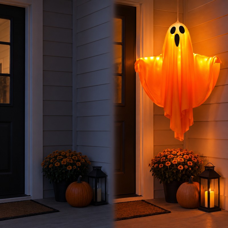 Inflatable Halloween Ghost Decoration with LED Lights – Outdoor &