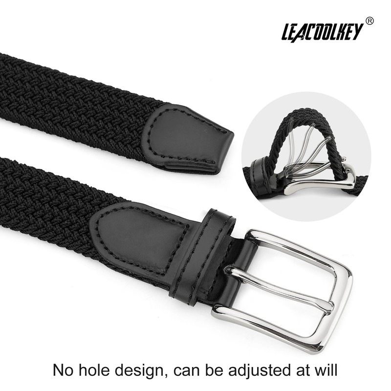 LEACOOLKEY Kids 2 Pack Elastic Braided Belts Stretch Golf Baseball