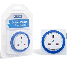 Status 24 Hour Segment Square Timer Switch - White