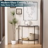 SAYGOER Glass Console Table 2 Tier Half Moon Entryway Table