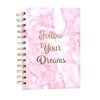 Pink Marble Inspirational Notebook Notepad Wire Bound Gold Spiral Lined