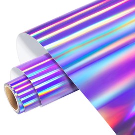 WRAPXPERT Holographic Vinyl Roll Light Purple, Holographic Permanent Vinyl Glossy Rainbow Craft Vinyl 12""x 5ft, Chrome Bubble Free Iridescent Vinyl for DIY Craft Decal, WX-WCV01-LP-5ft