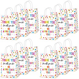 Oitnlaughter 12 Pcs We Appreciate You Paper Gift Bags Thank You for All You Do Goodie Bag Be Thankful to Teacher Doctor Staff Treat Bag Decoration for Thank You Party Favors Supplies 8 x 6 x 3inch