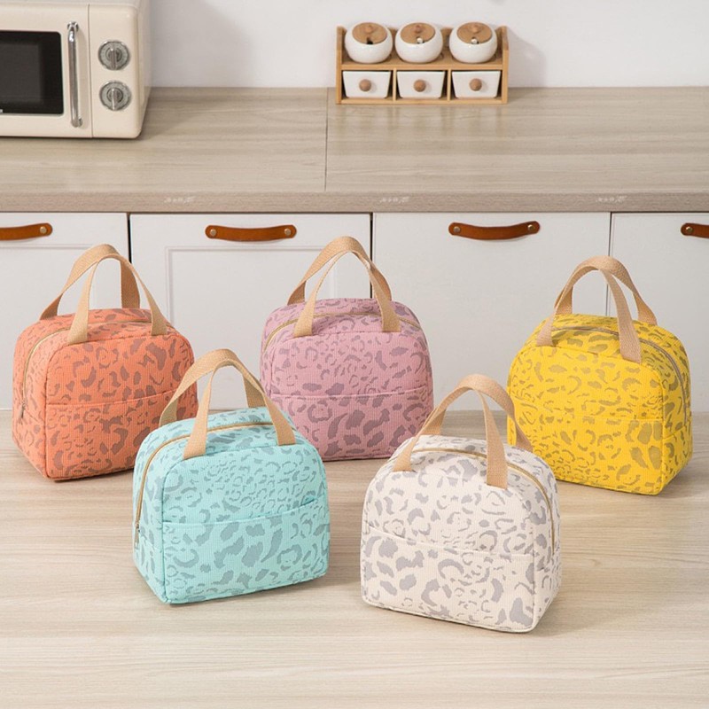 Insulated Lunch Bag with 4 Ice Packs,Cute Leopard Print Thermal
