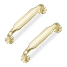 KOMOTIA 10 Pack 3 Inch Cabinet Pulls Brushed Brass Kitchen Cabinet Handles Zinc Alloy Drawer Pulls Solid Cabinet Hardware