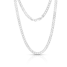 Unisex .925 Sterling Silver 7mm Flat Curb Chain Necklace (26)