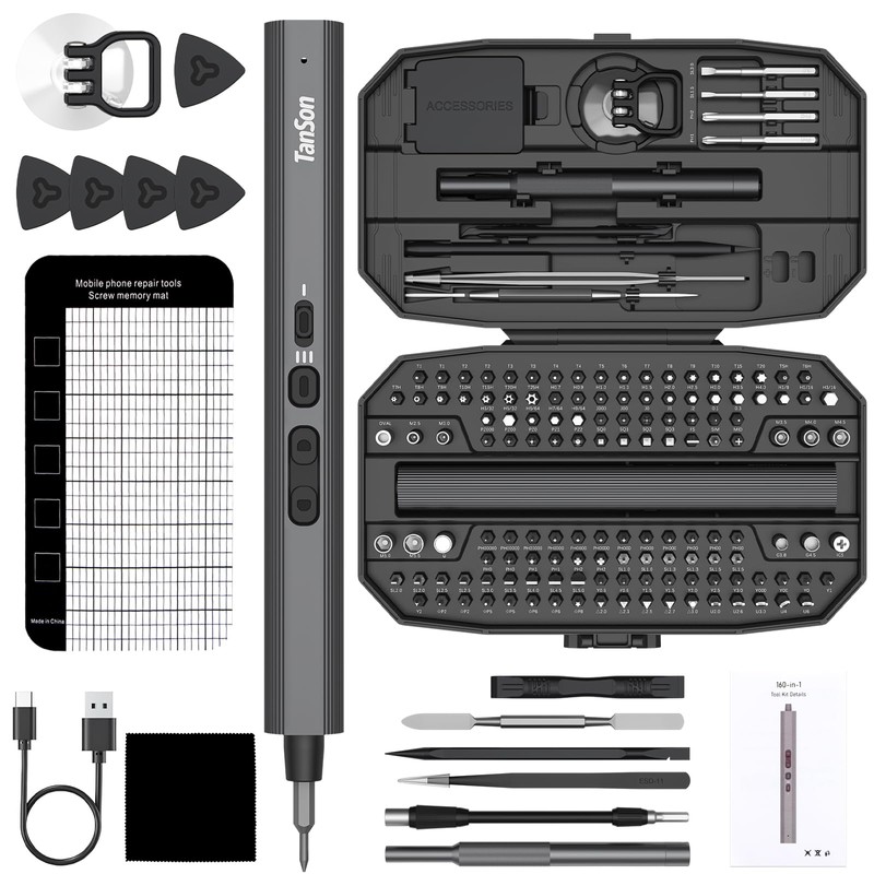 Precision Electric Screwdriver Set,160-in-1 Mini Electric Screwdriver,650mAh Rechargeable Screwdrivers,S2 Magnetic