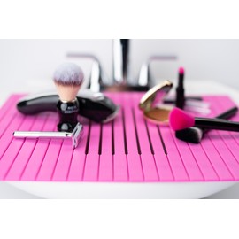 Top-it Sink Mat for More Counter Space. Rollable Sink Cover. Makeup Organizer Mat. Must Have Bathroom Accessory.â€¦ (Pink)