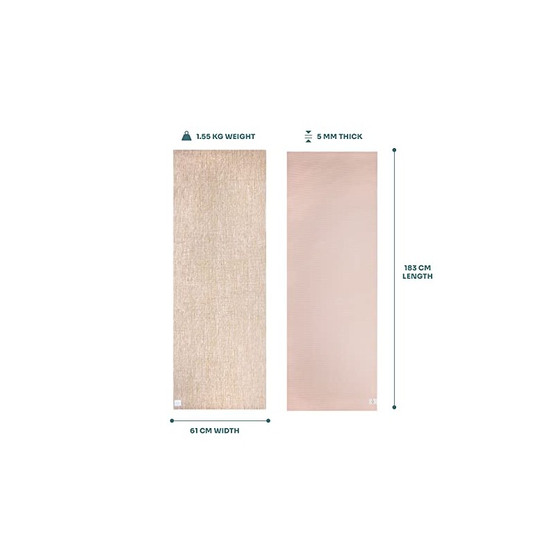 'Myga Jute Yoga Mat, High Performance Vegan Floor Exercise Mat,