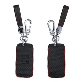 kwmobile Car Key Cover for Renault - Heavy Duty PU Leather Protective Key Fob Cover for Renault 4 Button Car Key Smart Key (only Keyless Go) - Black/Red