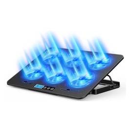 Base Enfriadora para Laptop Gamer 6 Ventiladores 2400RPM Pantalla LCD Tctil, 5 Niveles Altura, Doble USB, Silenciosa, Soporte Antideslizante para...  