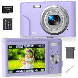 Auto Focus Digital Camera, 1 Piece Full HD1080P/48MP Mini Digital Cameras with 32GMemory Card, Ff (F/3.2, f=7.36mm), 16x ZoomCameras for Pictures, Digital Cameras forTeenagers Beginners, Spring ldea Gifts - Color: Silver