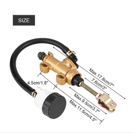 Anauto Universal Rear Foot Brake Master Cylinder Pump with Reservoir Aluminium for Motorcycle Dirt Bike ATV Gold&Black