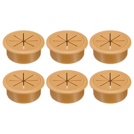 sourcing map 6 Pcs Desk Grommet, 2.09 inch 53mm Desk Cable Hole Cover Wire Hole Insert for Home Office Table Cabinet Cord Organizer, Brown