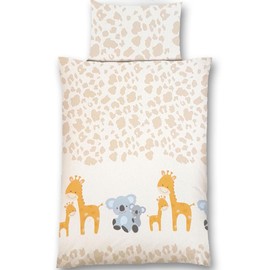 Gräfenstayn® 2-piece set 2019 Children's Baby Bed Linen with Animal Motif 100% Cotton (Renforcé Quality) Duvet Cover 135 x 100 cm and Pillowcase 60 x 40 cm