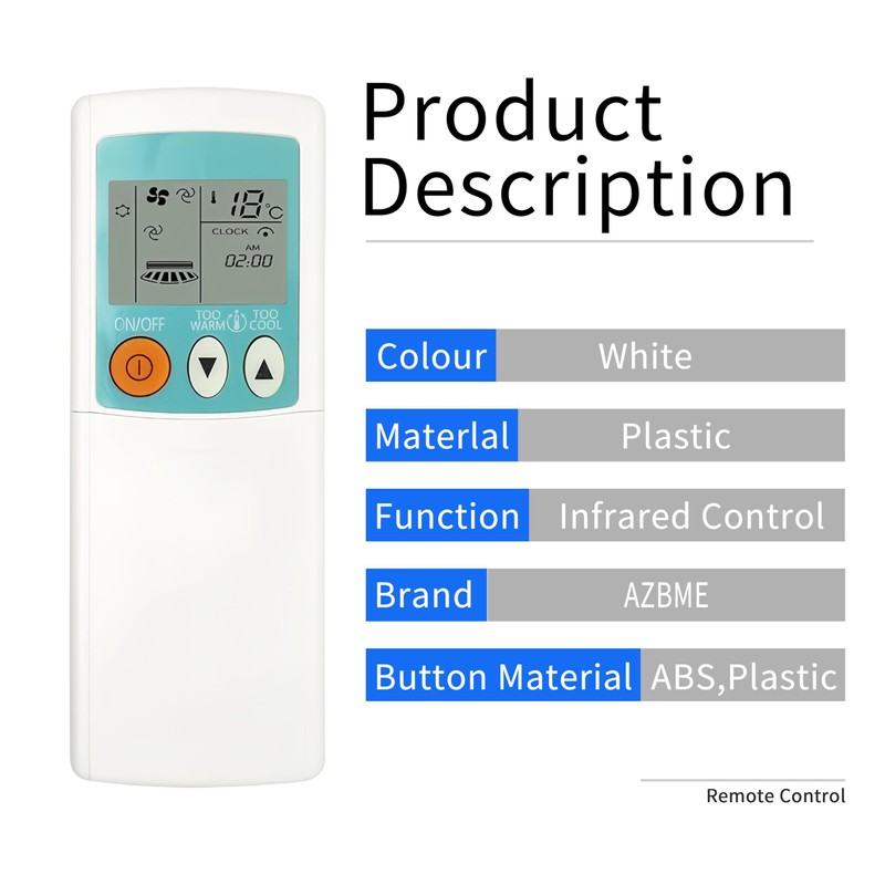 Replacement Remote Control for Mitsubishi Air Conditioner MSZ-A12NA MSZ-A15NA MSZ-D30NA