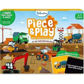 Skillmatics Floor Puzzle & Game - Piece & Play Construction Site, Jigsaw & Toddler Puzzles, Educational Toy, Gifts for Boys & Girls Ages 3, 4, 5, 6, 7 (48 Pieces, 2 x 3 feet)
