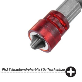 Saipor Magnetic Ph2 Cross Bit Set Screwdriver Bit Set 1/4 Inch Hex Shank Drywall Bit Drywall Screwdriver Attachment 48 mm Pack of 10