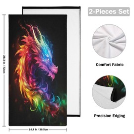 UMIRIKO 2 Piece Bath Towels Set Color Flame Dragon Hand Towwels,Bathroom Towels,Soft Absorbent Towels for Bathroom Kitchen,Gym (202a0247)
