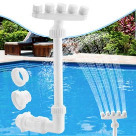 Ueyben Adjustable Pool Fountain, Sprinkler Fountain with 5 Nozzles 360° Direction Control Waterfall Cooling Aerator Spray (White)