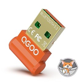 USB Bluetooth Adapter for PC - QGOO Bluetooth Dongle 5.3 EDR, Wireless Bluetooth Receiver for Desktop Computer Laptop Bluetooth Windows 8.1/10/11（orange-061）