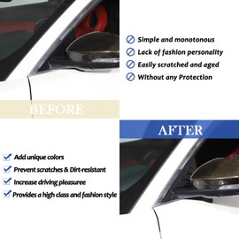 Daeiclru Car Front Window Triangle Cover Compatible with Jaguar F-Type 2013-2023, Side Spoiler Trim Cover Stickers, A Pillar Trim Accessories, 2PCS (Carbon Fiber Pattern)