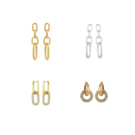 86York Brand Fashion Minimalist Chain Drop Earrings Chunky Shining Zircon Exaggerated Hoop Earrings Exquisite Women JewelryColor: ELLIANAS, Design: Earring