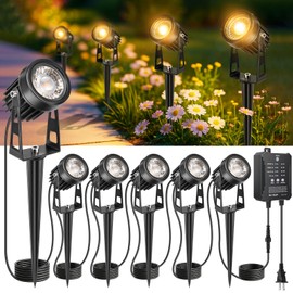 ROLANCHE Plug and Play Low Voltage Landscape Lighting Kit, 6-Pack Landscape Lights with Smart Transformer and 52FT Cable, Warm White Waterproof Outdoor LED Spot Lights for Yard, Garden, Pathway, Tree