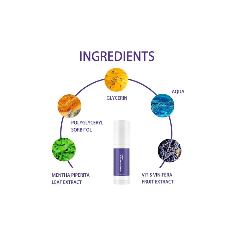 O Purple White Toothpaste Long-lasting Fresh Breath Rem 7006